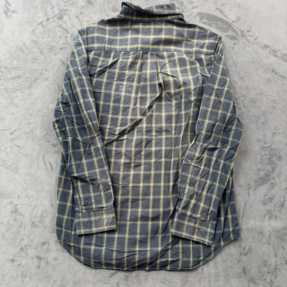 Ralph Lauren Boys XL 18-20 Plaid Button Down Shirt Navy Blue Yellow Red Pony